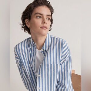 Madewell The Signature Poplin Oversized Shirt in blue stripe